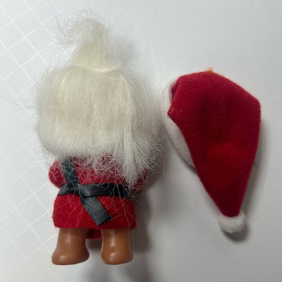 Vintage DAM Mini Red Santa Troll Doll with Santa Hat and white hair - Picture 3 of 5